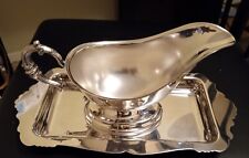 Vintage English Silver Plated Gravy Boat and Tray,  picture
