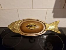 Rare Antique Vtg Hammered Copper Brass Fish Seafood Pot Pan Poacher Serving Dish picture