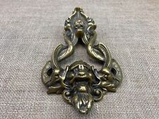 OLD VINTAGE ANTIQUE HEAVY BRASS ORNATE DOOR KNOCKER WITH HEAD & FISH-1.5KG picture