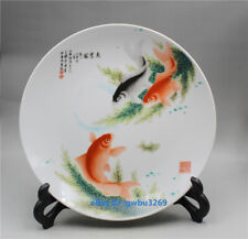  Chinese  Porcelain hand-painting Fish pattern Plate w Qianlong Mark  22221 picture