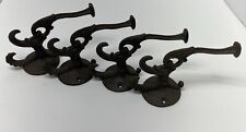 Lot Of 4 Vintage Coat Hooks Victorian Ornate Triple Wall Hook Cast Iron 6 1/2” picture