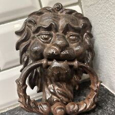 Antique Vintage Style Cast Iron Lion Door Knocker w Hook picture