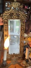 2 Antique Brass Beveled Mirror Wall Sconce Candle Electric Koi Fish picture