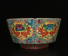 21.5CM Yongzheng Signed Antique Chinese Famille Rose Bowl W/fish picture