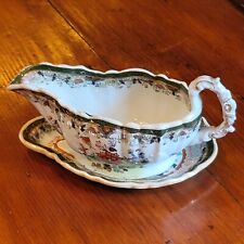 1830s Masons Ironstone Sauce Boat And Stand picture