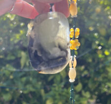Chinese Natural Jade/Hard Stone Hand Carved Two Tone Fish & Lotus Flower Pendant picture