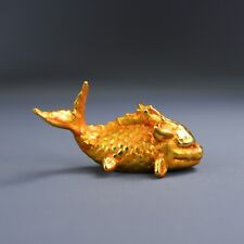 collectible copper gild sculpture auspicious fengshui small copper dragon fish picture