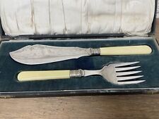 Antique Silver Plated Cake / Fish Serving Set In Fitted Box  picture