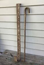 Primitive Hand Forged Iron Fireplace Hearth Cooking Trammel & Hook picture