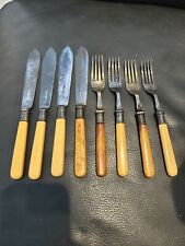 ART DECO English EPNS Silver Plate Fish Knife Fork Set Ivory Bakelite Handle #3 picture