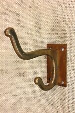 Old Coat Double Hook Square Base School House Tarnish Cast Brass Bronze Vintage picture