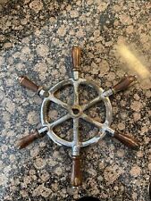 Antique Metal And Wood Ship Wheel 15