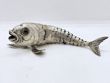 Antique articulated fish in sterling silver Spain pentagram signed 16 cm picture