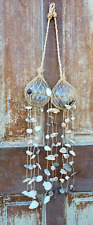 Pair 5” CLEAR Bubble Glass Buoy Float Rope Nautical  Bouy Tiki Fishing w/ shells picture