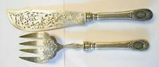 Old Ornate French 950 Sterling Silver Minerva Mark Fish Set Fork Knife Pierced  picture