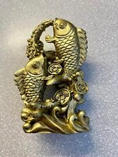 Resin Money Fish with Waves Statue Feng Shui Wealth Carp Good Figurine picture