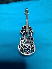 Sterling Silver Filigree Miniature Standing Guitar/Bass/Violin & Strings 22.3G picture
