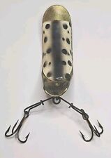 Vintage Helin's Swimmerspoon Fishing Lure  Brass Black and White Pattern In Box picture