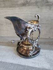 Vintage Silverplate Gravy Boat & Warming Stand Serving Dish Sheridian Silver picture