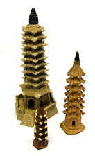 Vintage Set of 3 Tower Figurines for Bonsai Tree  Zen Garden or Fish Tank Villas picture