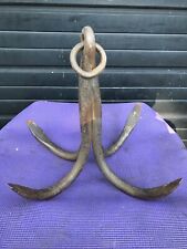 ANTIQUE ANCHOR/GRAPPLING HOOK BLACKSMITH WROUGHT CLAWS  MARITIME HOOK VTG. picture