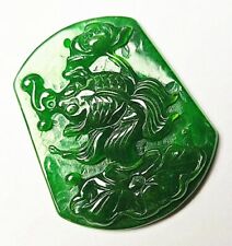 Green Jadeite Jade Handwork Collectible Amulet Lotus fish Pendant A picture