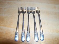 5 Vintage Wm. Rodgers Silver Plate Seafood Shrimp Oysters Fork Set picture