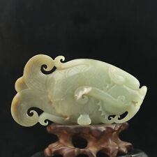 China old natural hetian jade hand-carved statue dragon long fish pendant d8 picture