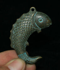 5CM Old China Bronze wealth Fish Goldfish Fishs Animal Statue Amulet Pendant picture