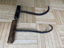 Antique Metal Hook Tool Wood Handle Ice Hay Bale Meat Primitive picture
