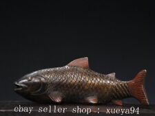 10.2'' Chinese Ancient Bronze Fengshui Animal Fish Carp Statue Sculpture picture