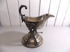 ENGLISH SILVER GRAVY TRAIN SAUCE BOAT HANGING SWINGING STERNO CHAFING picture