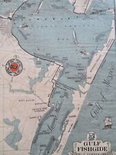 Corpus Christi Texas Gulf of Mexico Redfish 1940's U.S. cartoon fishing map picture