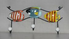 Iron Colourful 3 Fish Shape Hand painted Wall Hanging Hook Cloth Hanger 9273 picture