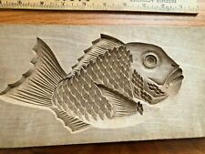 Japanese KASHIGATAÂ Carved Wood Fish form antique cake mold  picture