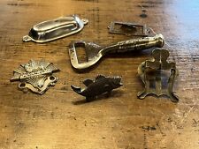Vtg Architectural Salvage Lot of Hardware Drawer Pulls Brass Fish Opener (H72) picture