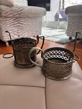 Pair Of Antique SilverPlate EPNS Tea or Condiment Holder with Spoon Hook picture