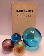 Glass Fishing Float Buoy Balls Vintage Japanese set of 4 With Book 1967 picture