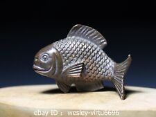 China Dynasty Folk Collect Old Red Copper Carp Fish Small Statue Art Ornament picture