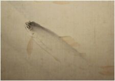 JAPANESE PAINTING HANGER SCROLL Antique PICTURE River fish AYU f781 picture