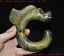 China Hongshan Culture old Jade carved Feng Shui sacrifice dragon hook Statue picture