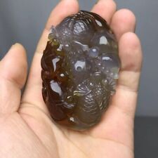 Chinese Agate Statue Hand-carved Gold Fish Collection Ruyi Jewlery picture