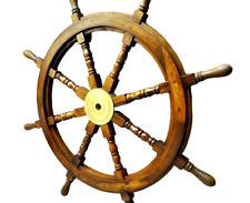 Nautical Wooden Ship Wheel Pirate Rustic Captain Boat Decorative Ship 36