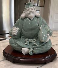 Vintage Majolica Chinese Mudmen Happy Wise Old Man Beard Fish picture