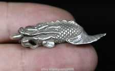4.3CM Rare Old China Miao Silver Feng Shui Dragon fish Pendant picture
