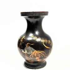 Antique Japanese Clay Rustic Koi Fish Vase 10.5