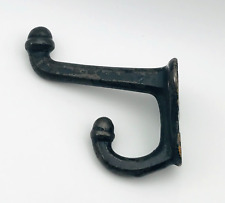 Cast Iron Double Coat Hook Black Paint Salvage Wall Hardware Decorative Rustic picture