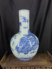 Chinese Blue&White Porcelain HandPainted Exquisite Fish Dragon Vases 15692 picture