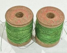 2 VTG Silk Thread Spools HONG KONG SILK CO Green Fly Fishing Tying Sewing ST18 picture