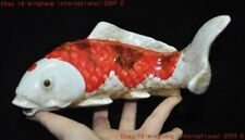 Ancient China wucai porcelain Feng Shui wealth Lucky animal fish goldfish statue picture